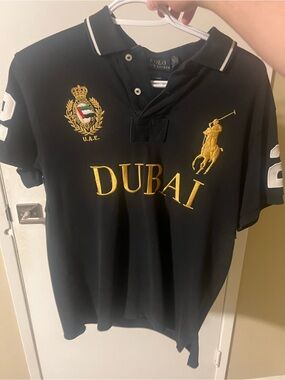 Polo by Ralph Lauren Black Polo with Gold Dubai Embroidery